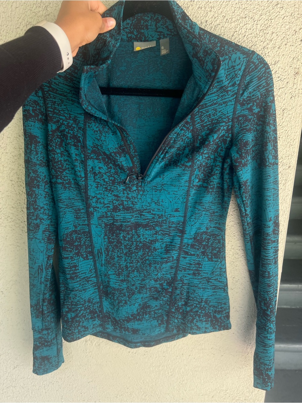 Zella Nordstrom Teal & Black Quarter-Zip Athletic Set w/ Leggings